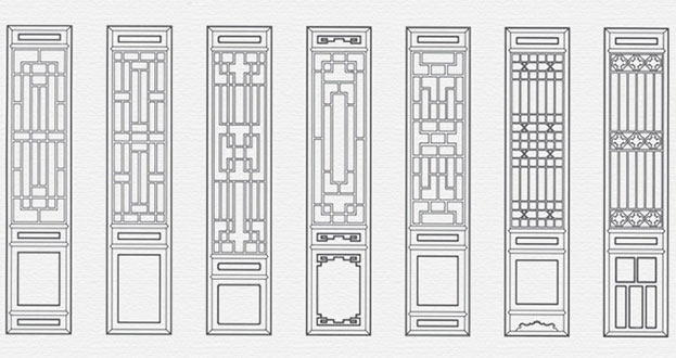 萨迦常用中式仿古花窗图案隔断设计图